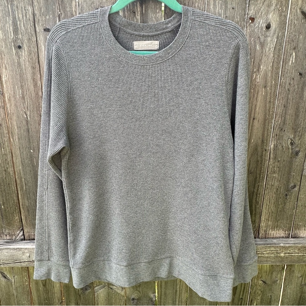 Everlane Men’s Gray Long Sleeve Waffle Knit Thermal Top Sz M